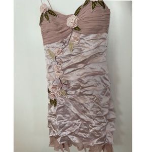 Cartise international size 4 silk ruffled and floral dress